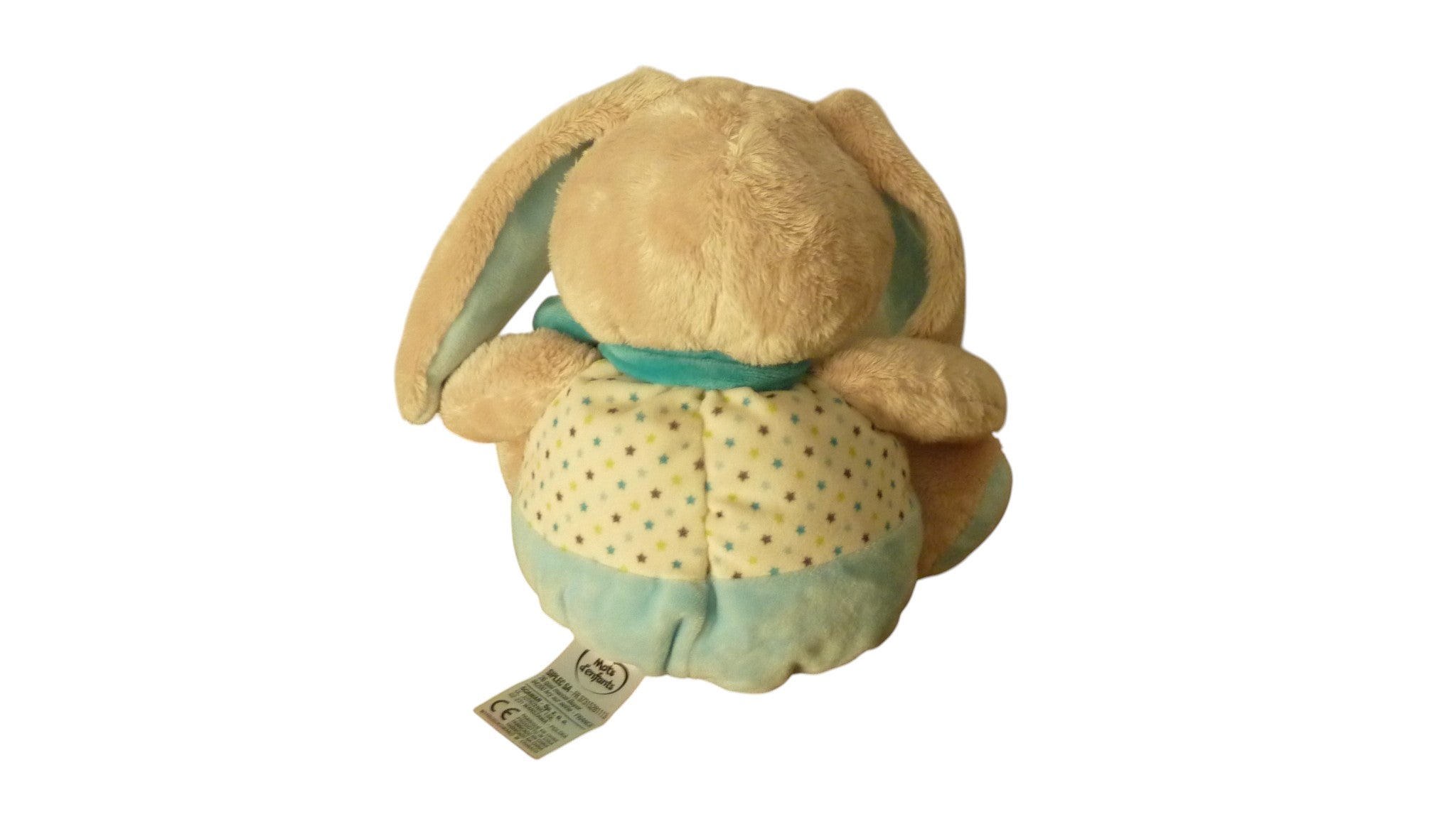 peluche lapin turquoise - Mots d'Enfants 26 cm