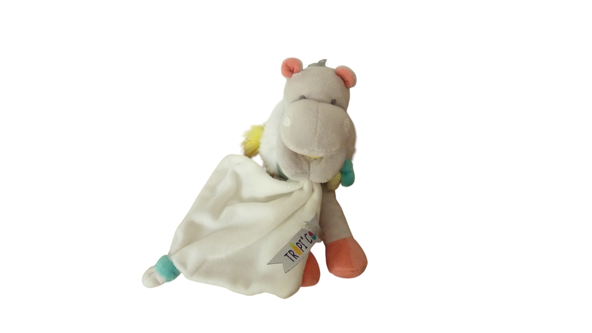 Peluche mouchoir hippopotame - Tropi'Cool - DC3302 Doudou et Compagnie