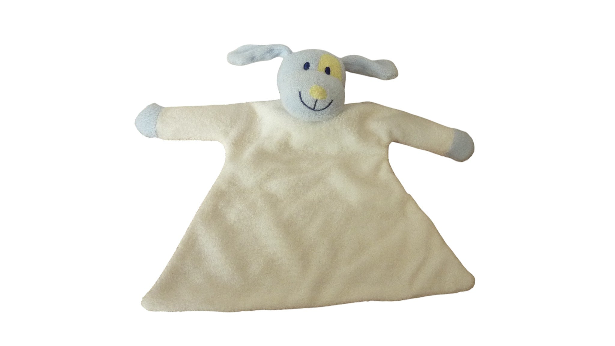 Doudou chien plat blanc bleu - Kimbaloo
