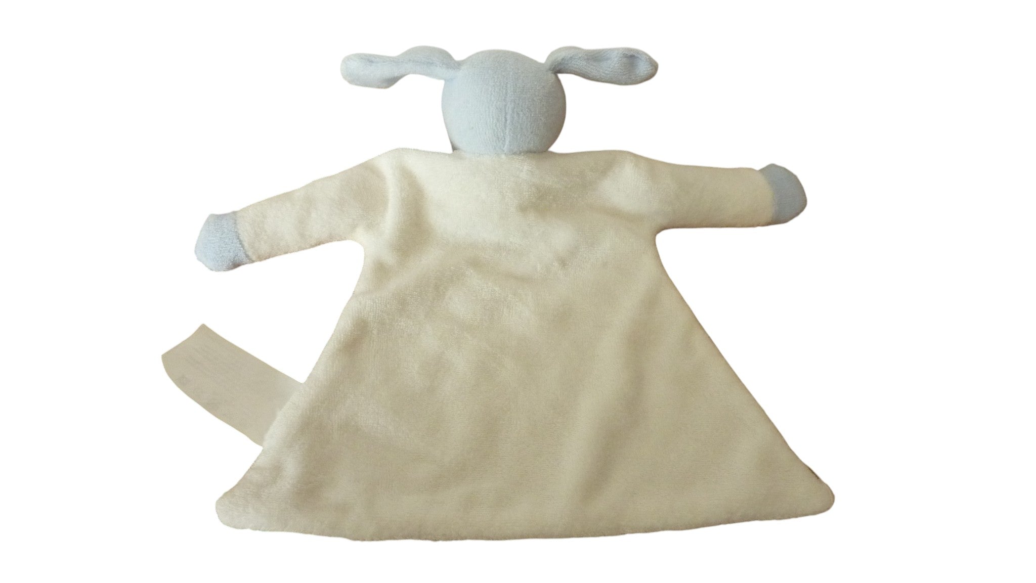 Doudou chien plat blanc bleu - Kimbaloo