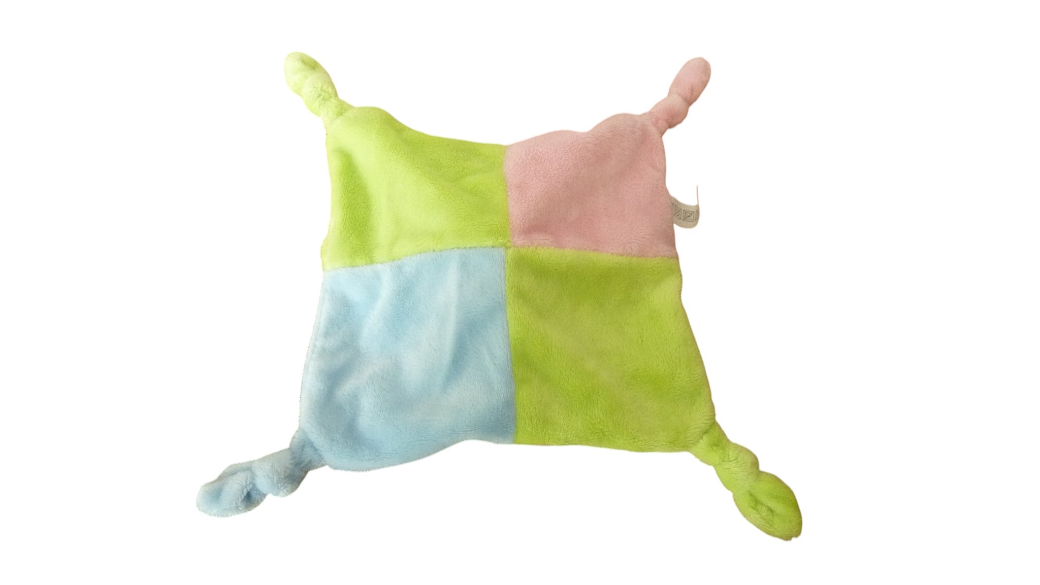 Doudou hippopotame plat rose vert bleu - Biesse Baby