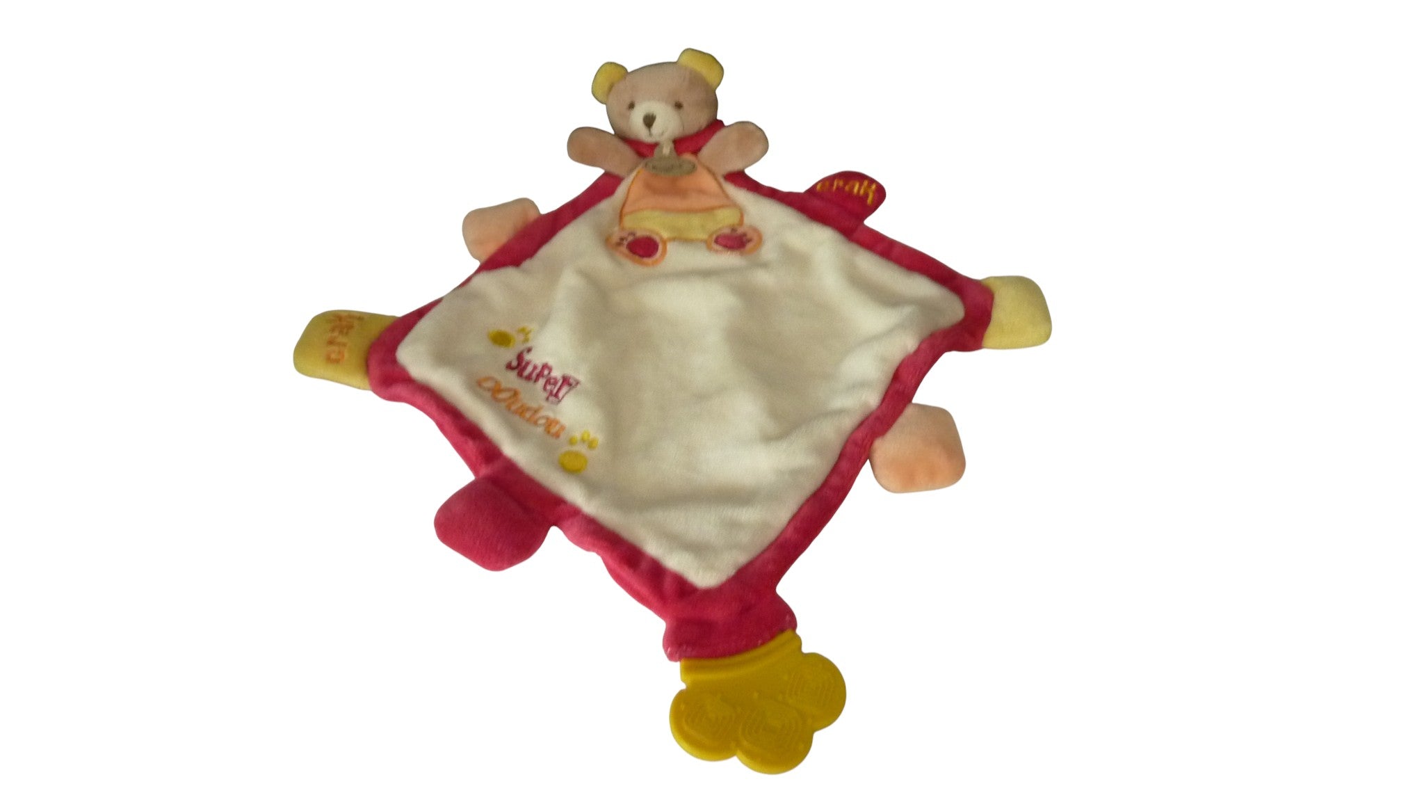 Doudou ours plat rouge écru - BN776 Baby'nat