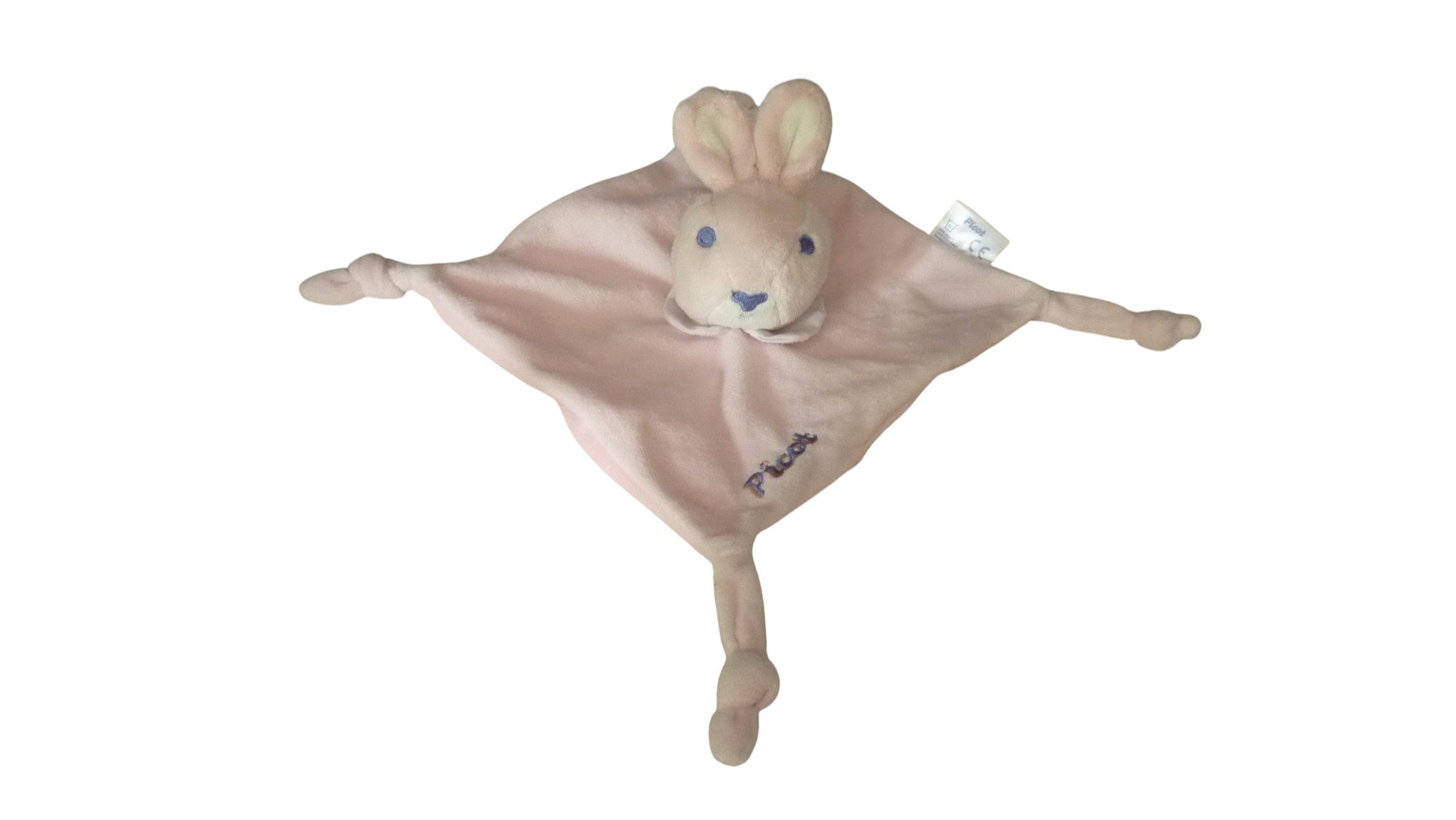 Doudou lapin plat rose - Picot