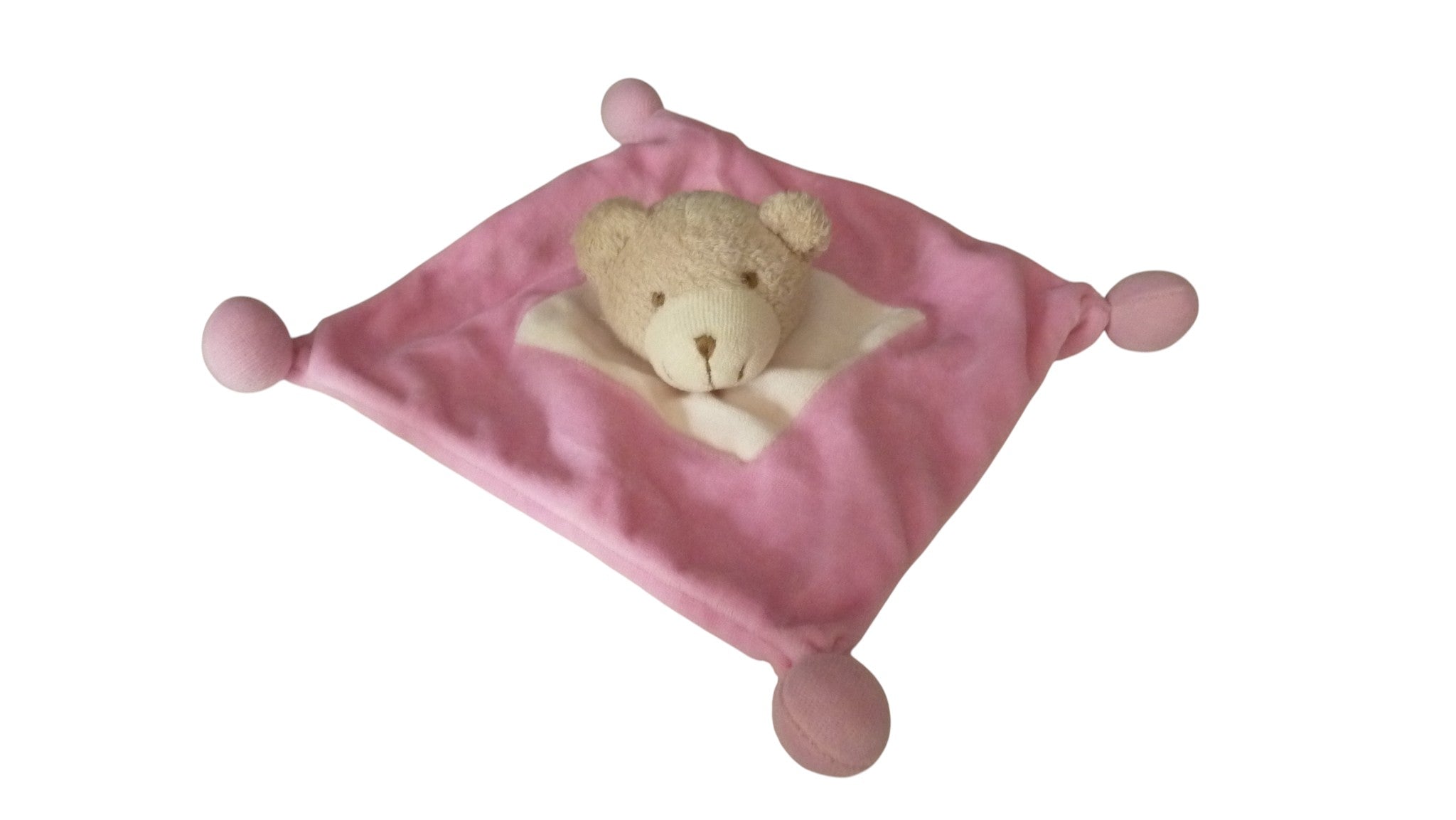 Doudou ours plat rose - Sabiluc