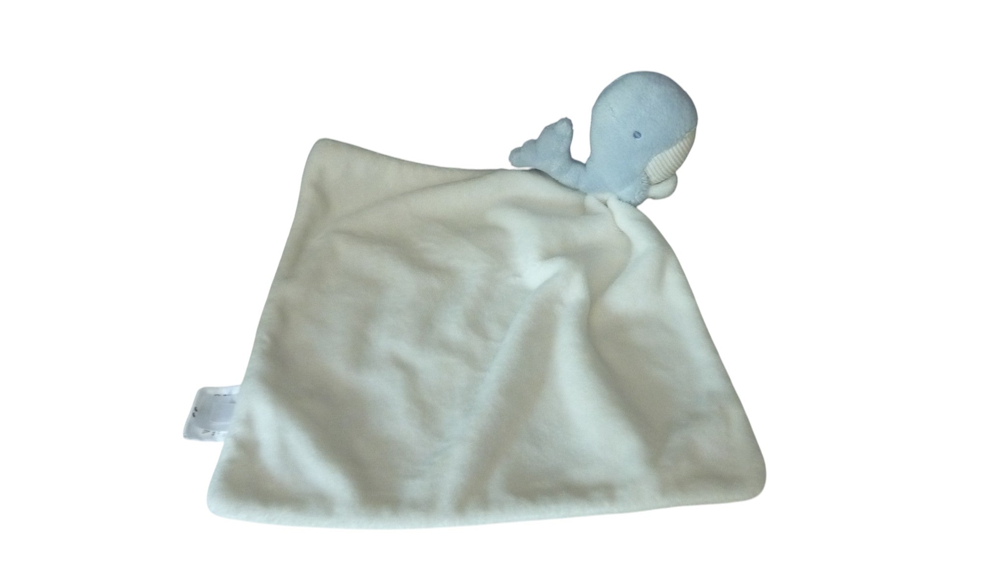 Peluche mouchoir baleine bleu écru - The Little Company