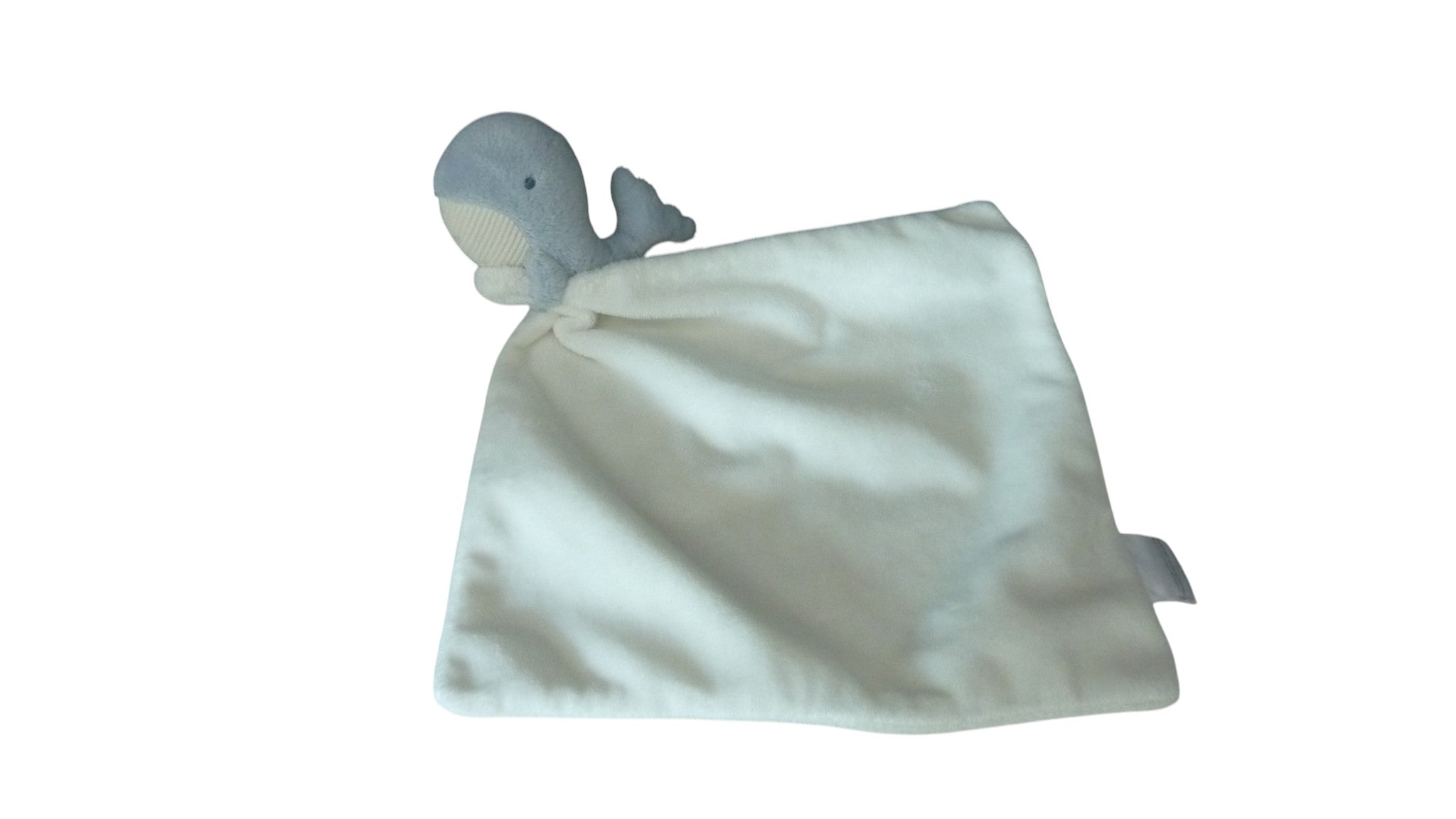 Peluche mouchoir baleine bleu écru - The Little Company