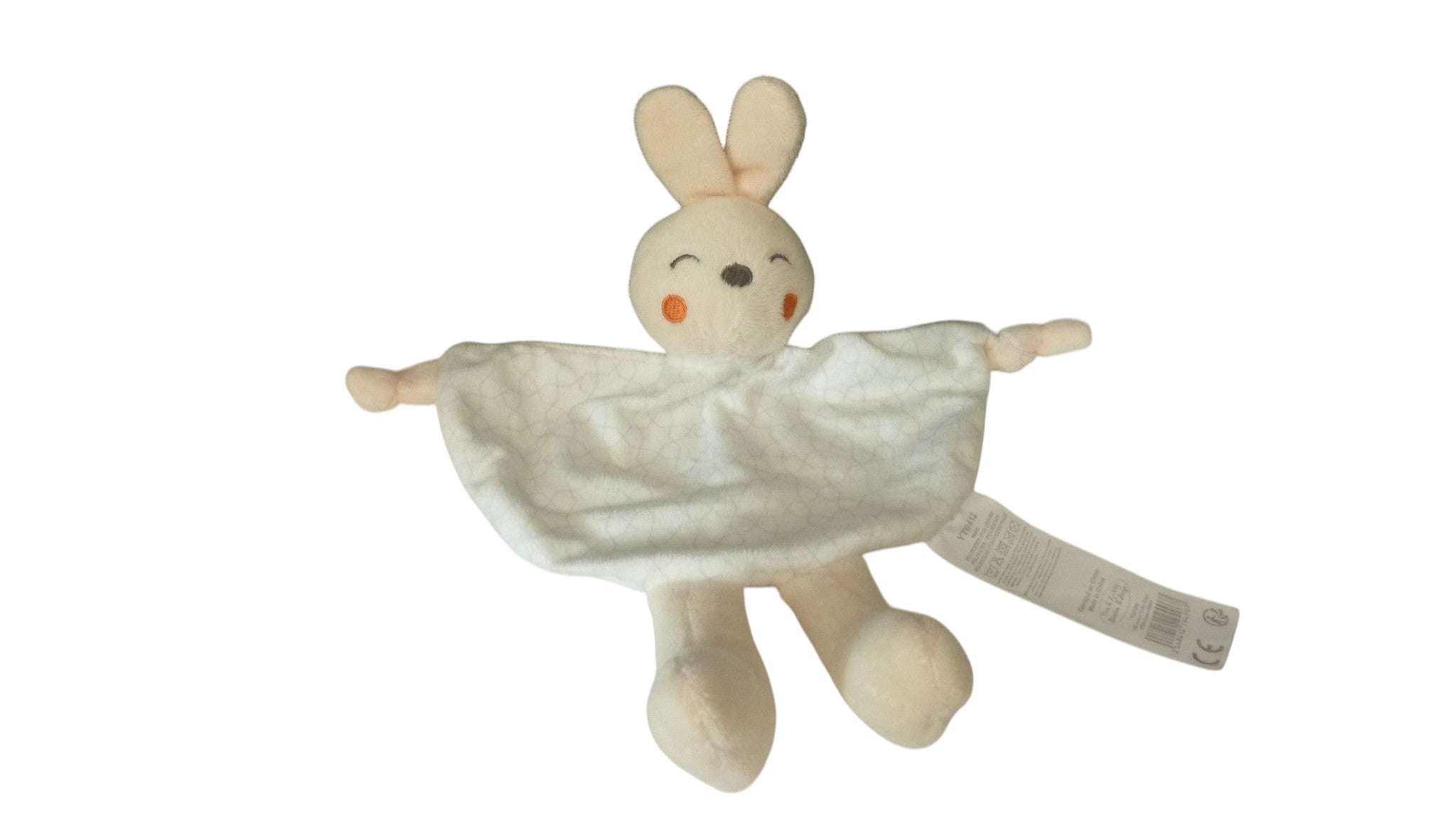Doudou lapin plat beige blanc - Tomkids