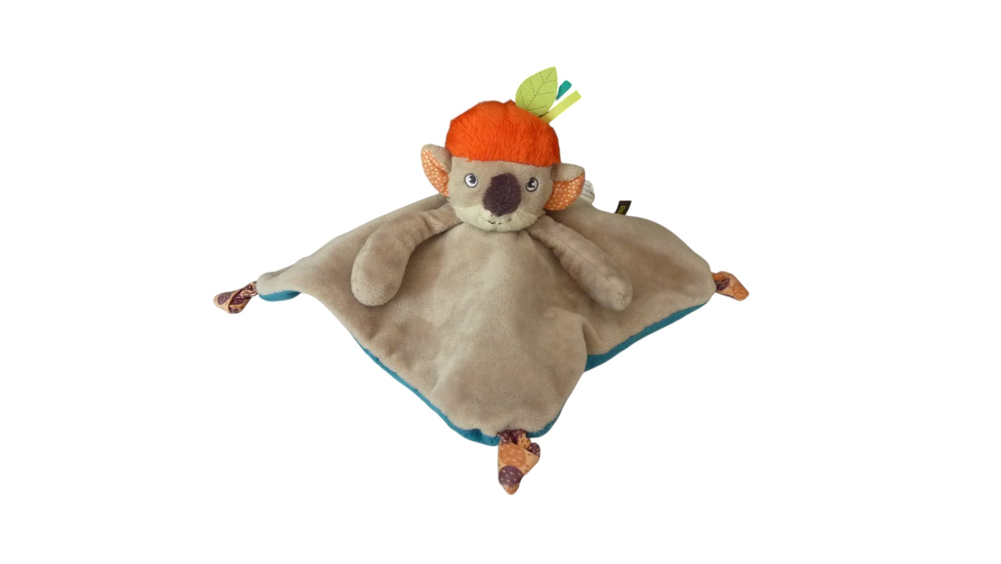 Doudou panthère/koala plat réversible - bleu marron - Dans la jungle - Moulin roty