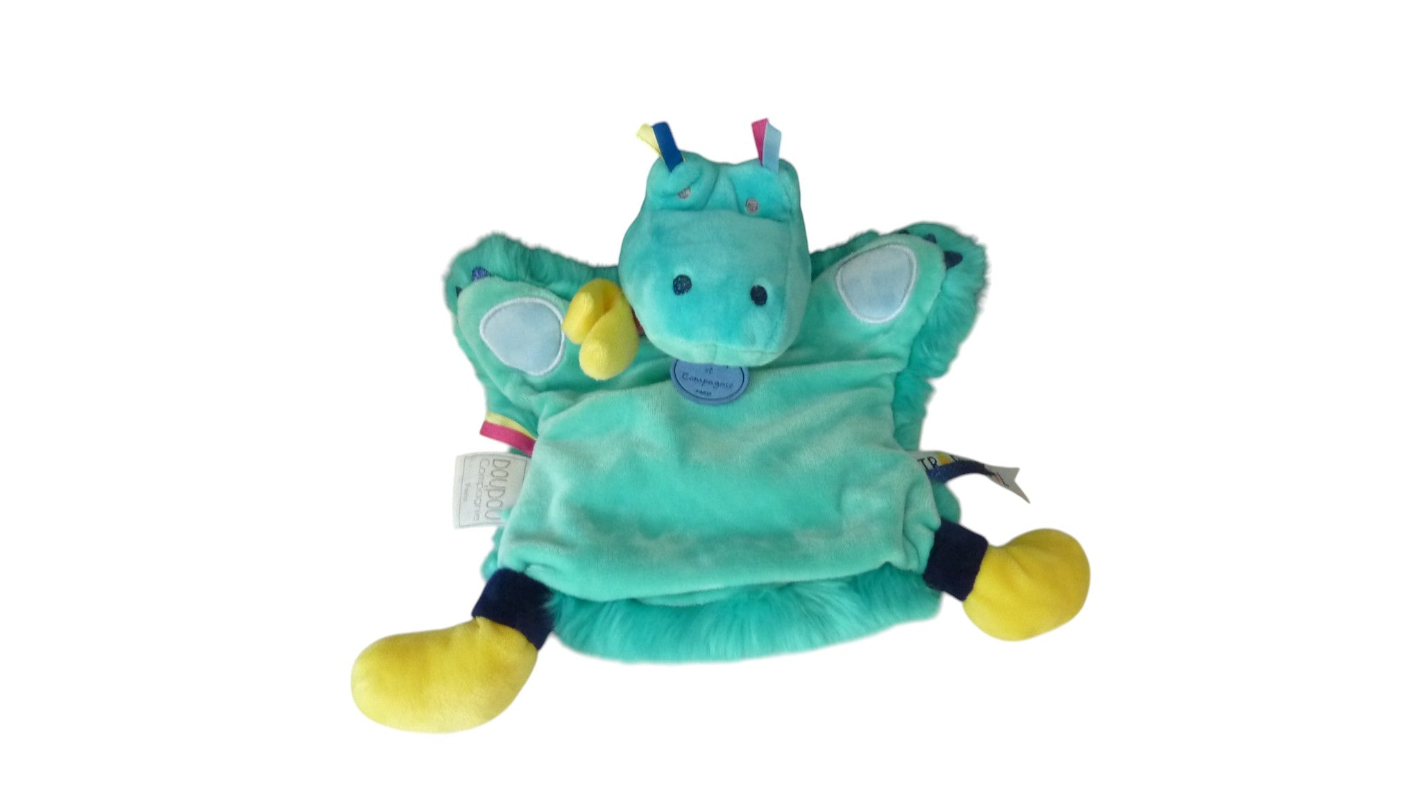 Doudou crocodile marionnette turquoise - Tropi'Cool - DC3323 Doudou et Compagnie
