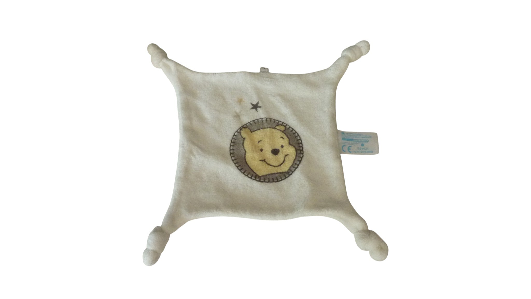 Doudou carré plat Winnie l'Ourson blanc - Disney
