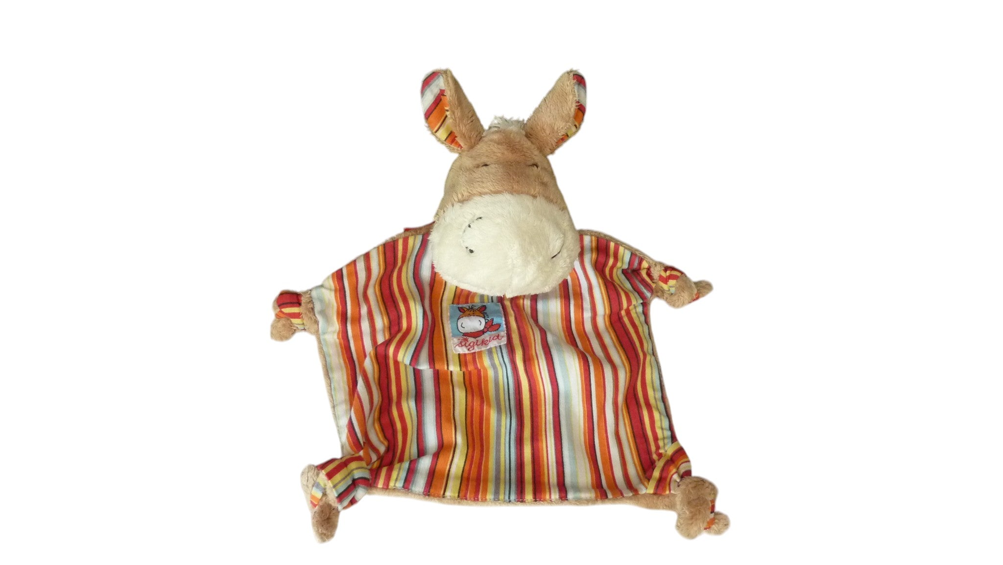 Doudou cheval plat rayures multicolores - Sigikid