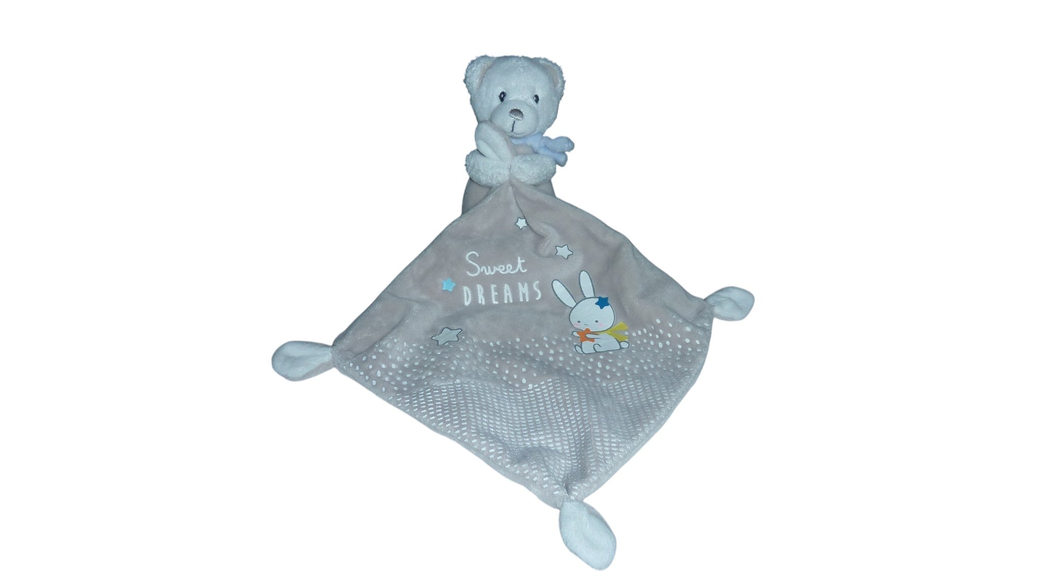 Peluche mouchoir ours Sweet Dreams marron blanc - Mots d'Enfants 17 cm