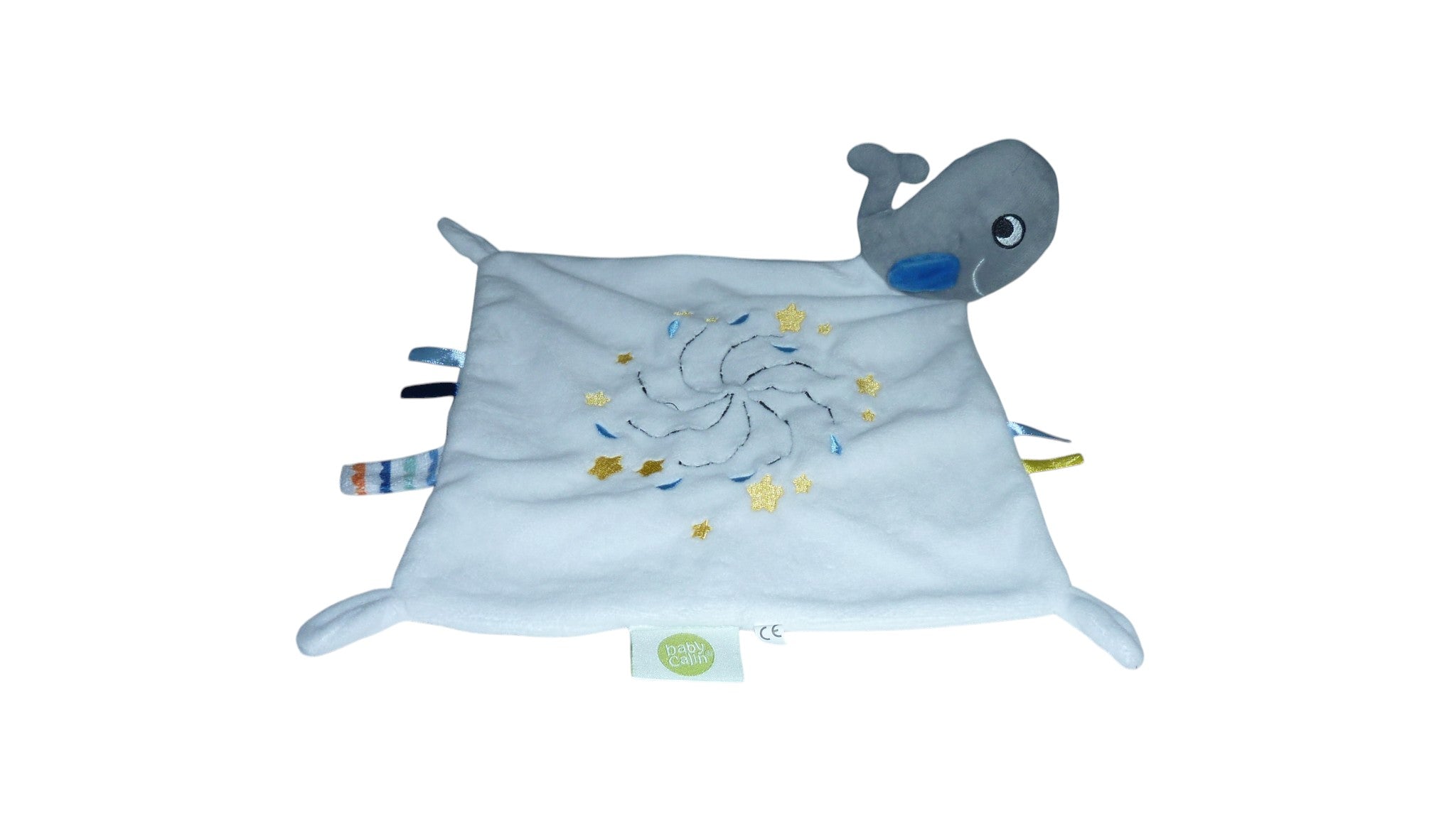 Peluche baleine mouchoir blanc gris - Baby Calin