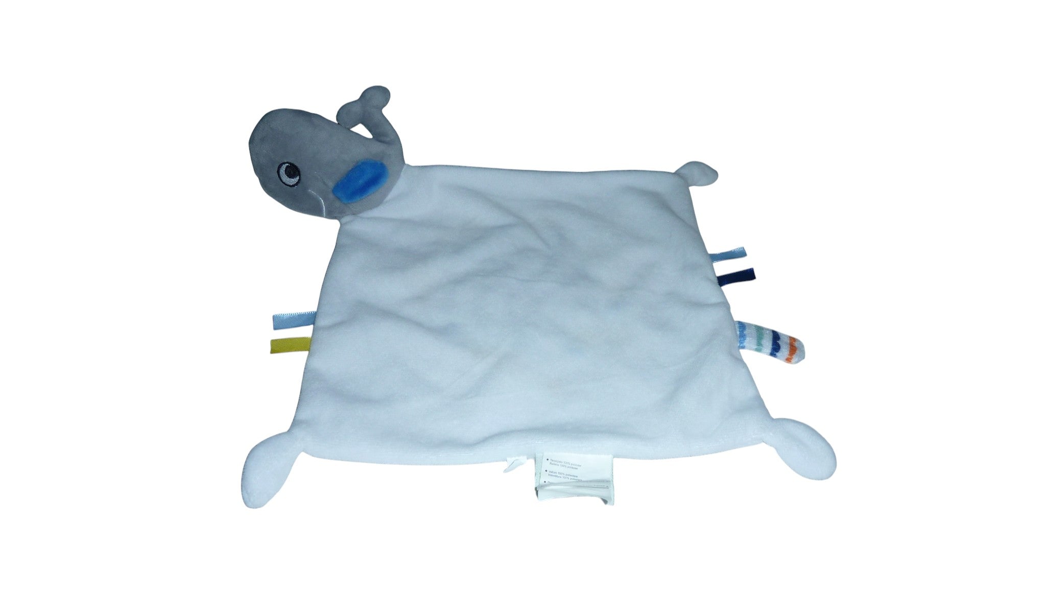 Peluche baleine mouchoir blanc gris - Baby Calin