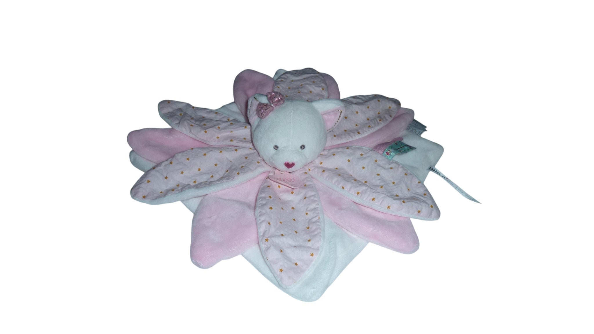 Doudou chat plat pétales roses- Attrape-Rêve - DC3550 Doudou et Compagnie