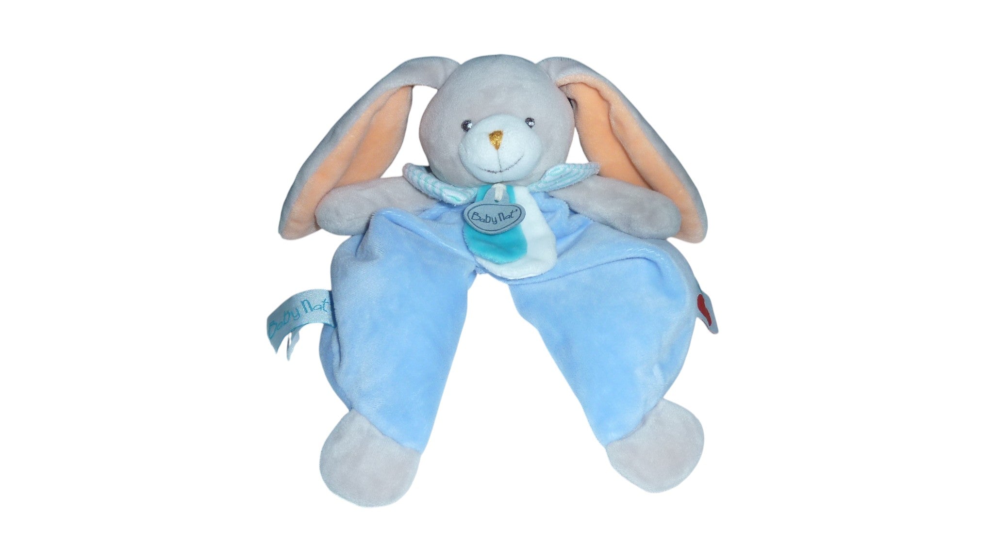 Doudou lapin plat bleu - Pom - BN0252 Baby'Nat