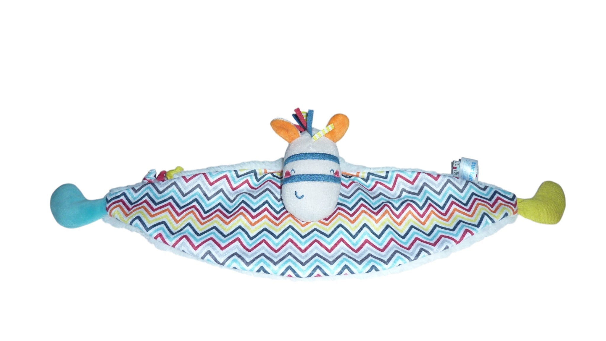 Doudou zèbre plat blanc multicolore - Tuc Tuc