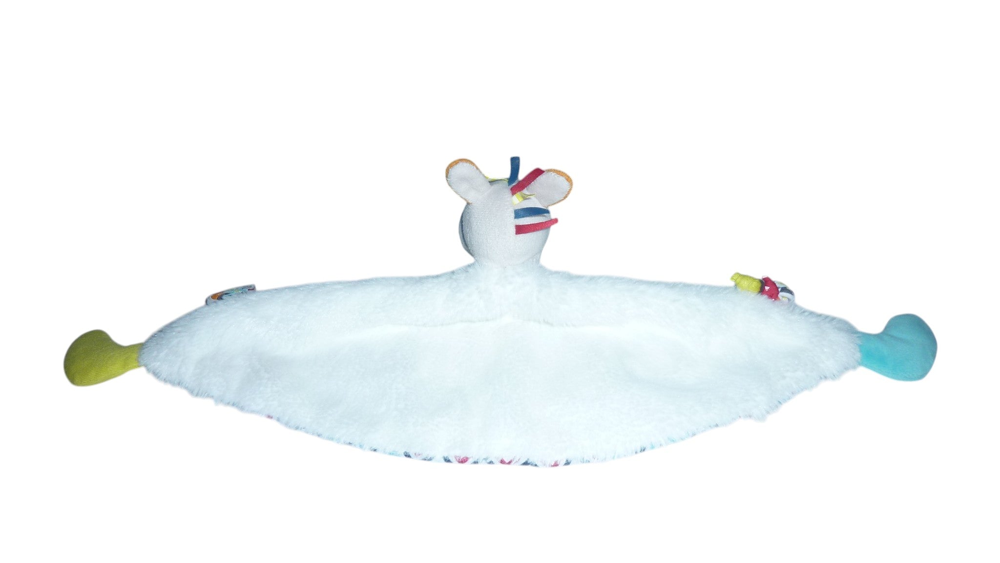 Doudou zèbre plat blanc multicolore - Tuc Tuc