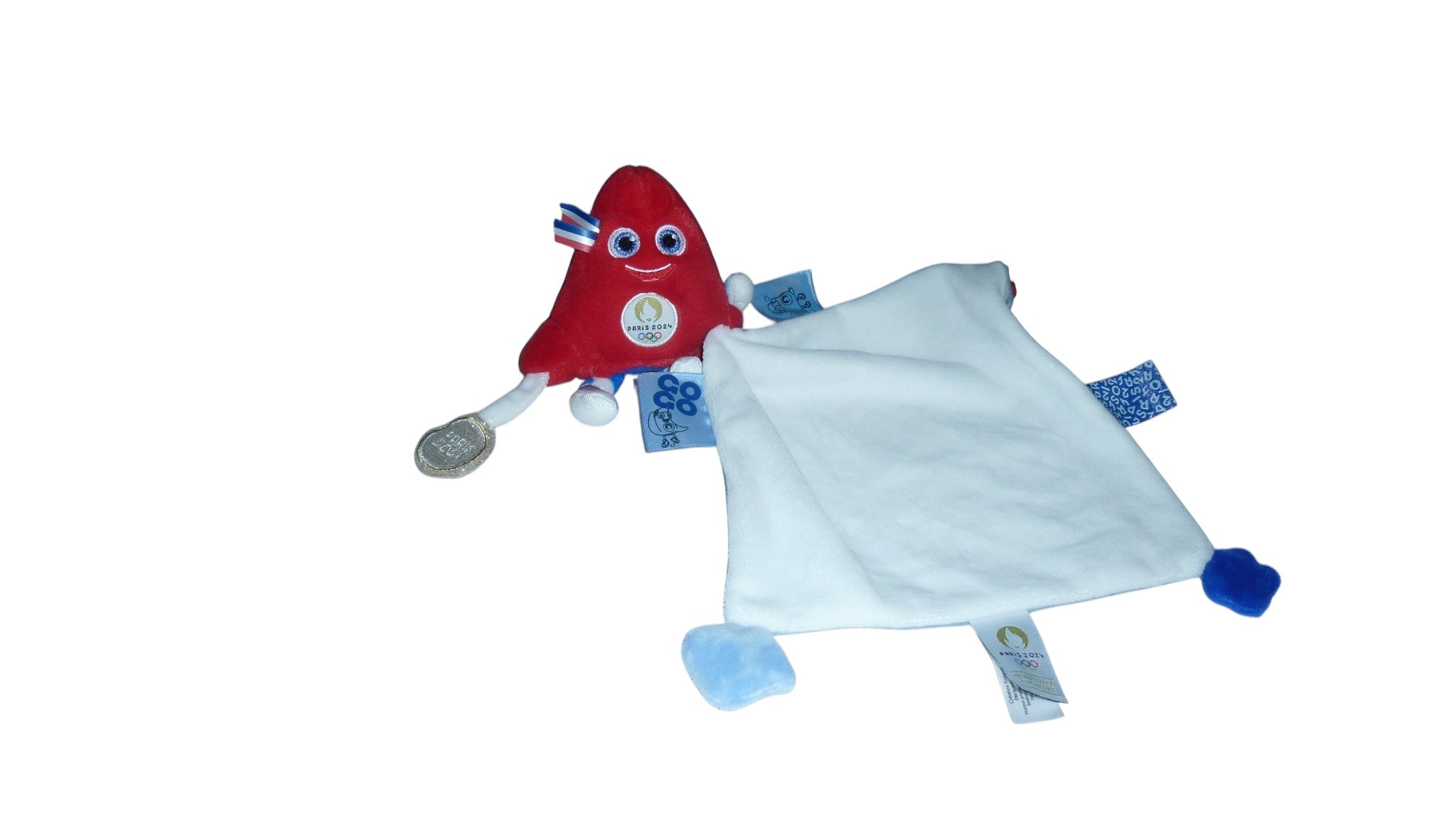 Peluche d'éveil mouchoir Mascotte JO Paris 2024 - JO2420 Doudou et Compagnie 15 cm