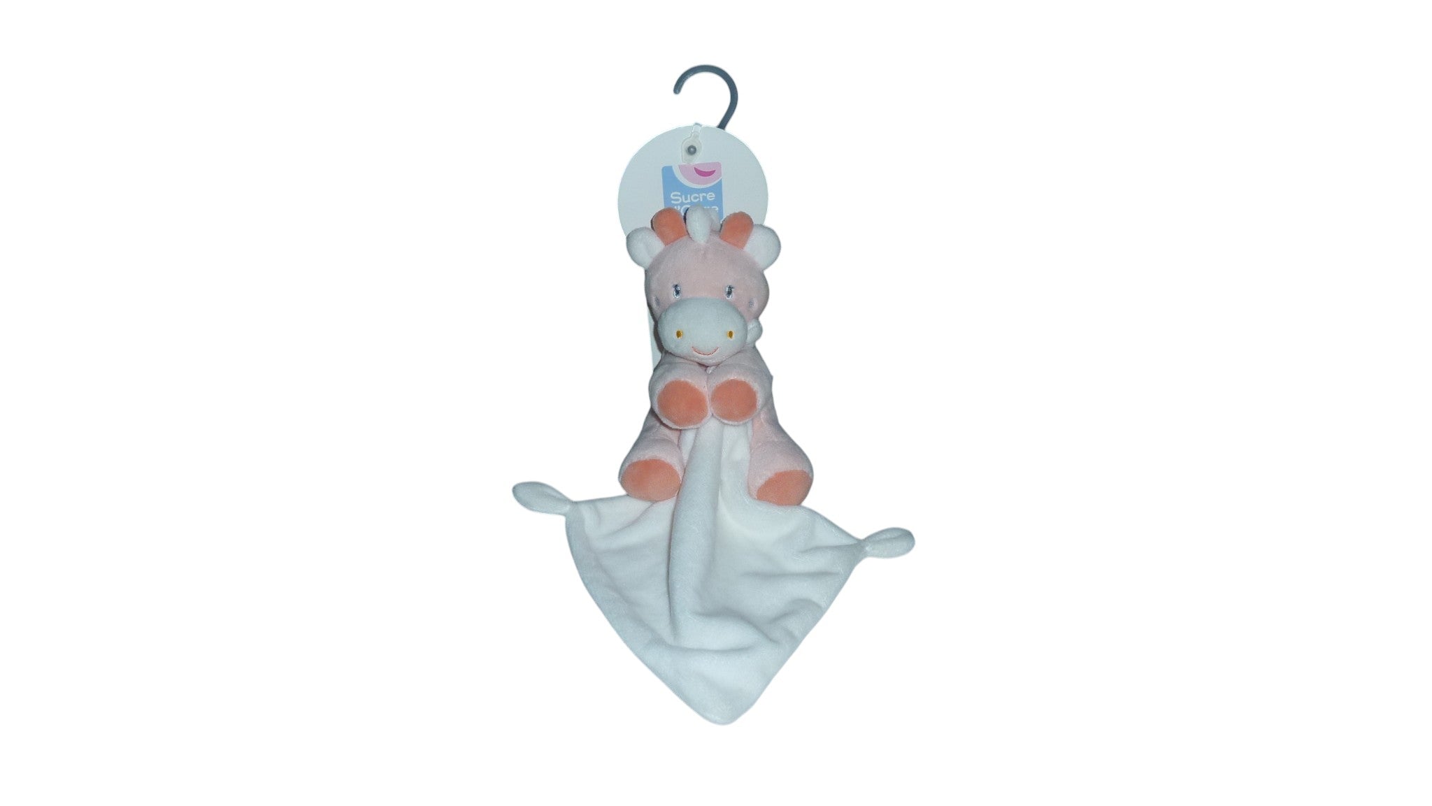 Peluche mouchoir vache rose blanc - Sucre d'Orge 18 cm