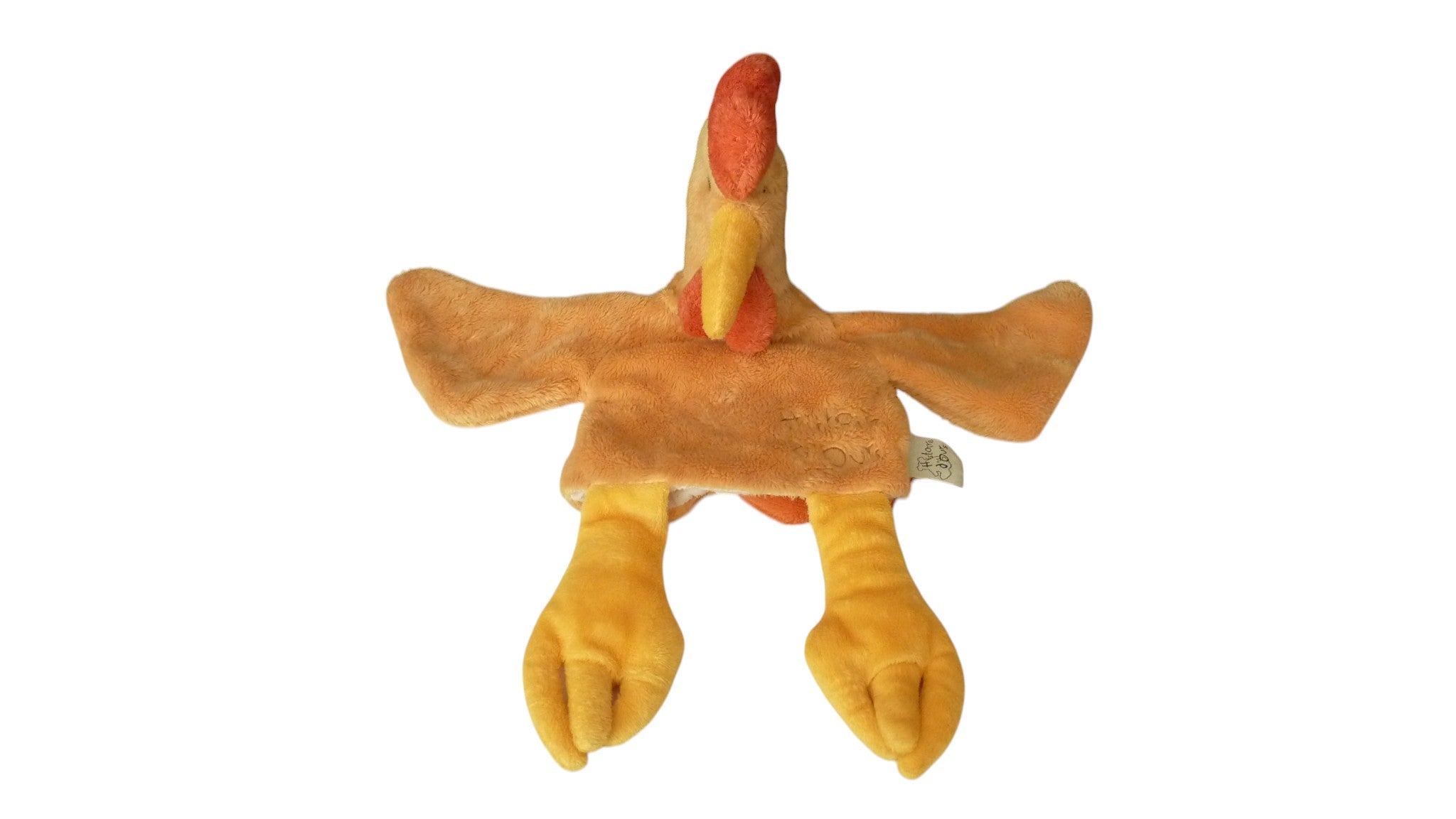 Doudou poule marionnette orange jaune - Histoire d'Ours 40 cm