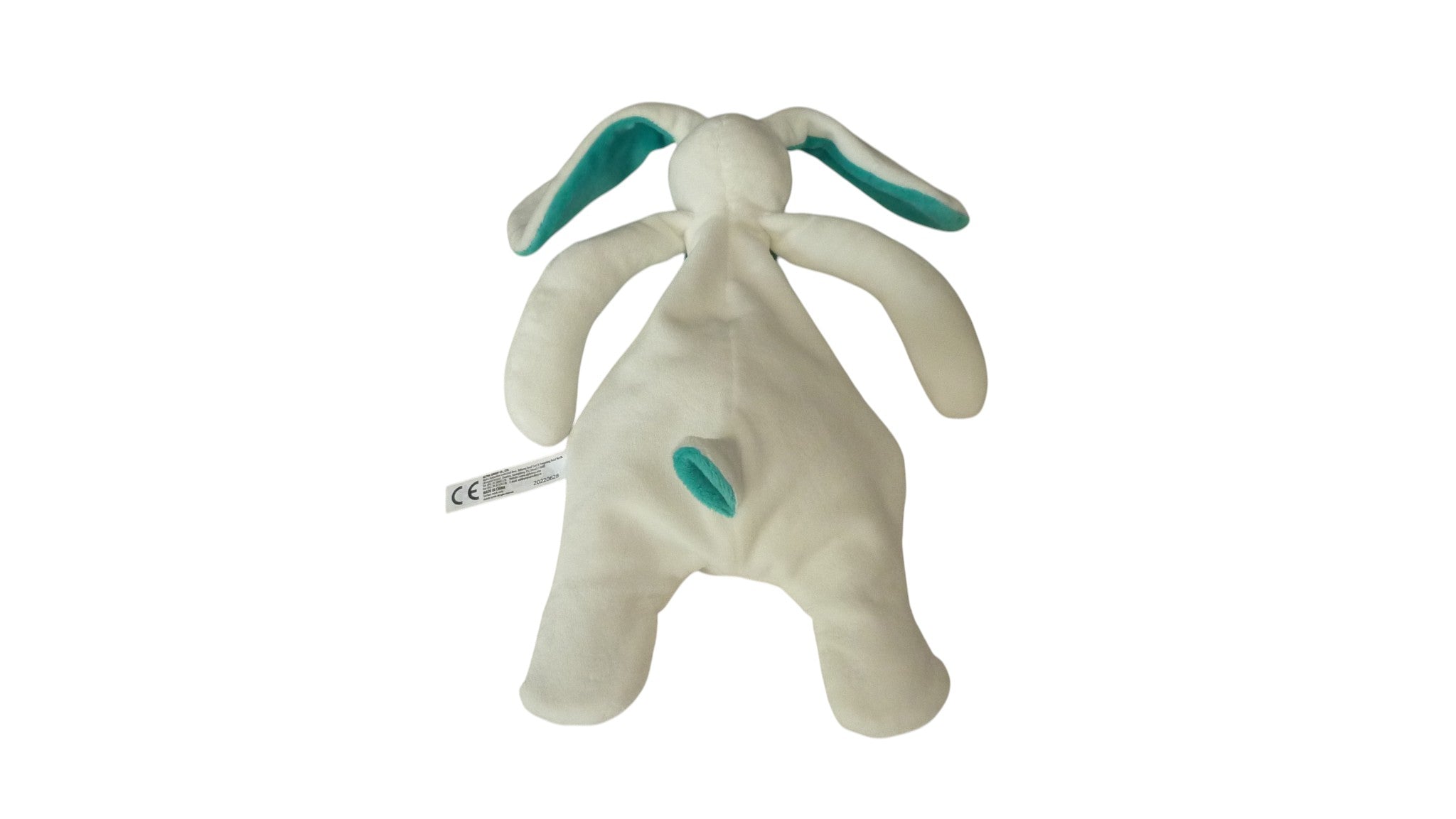 Peluche lapin blanc vert - Auby 29 cm