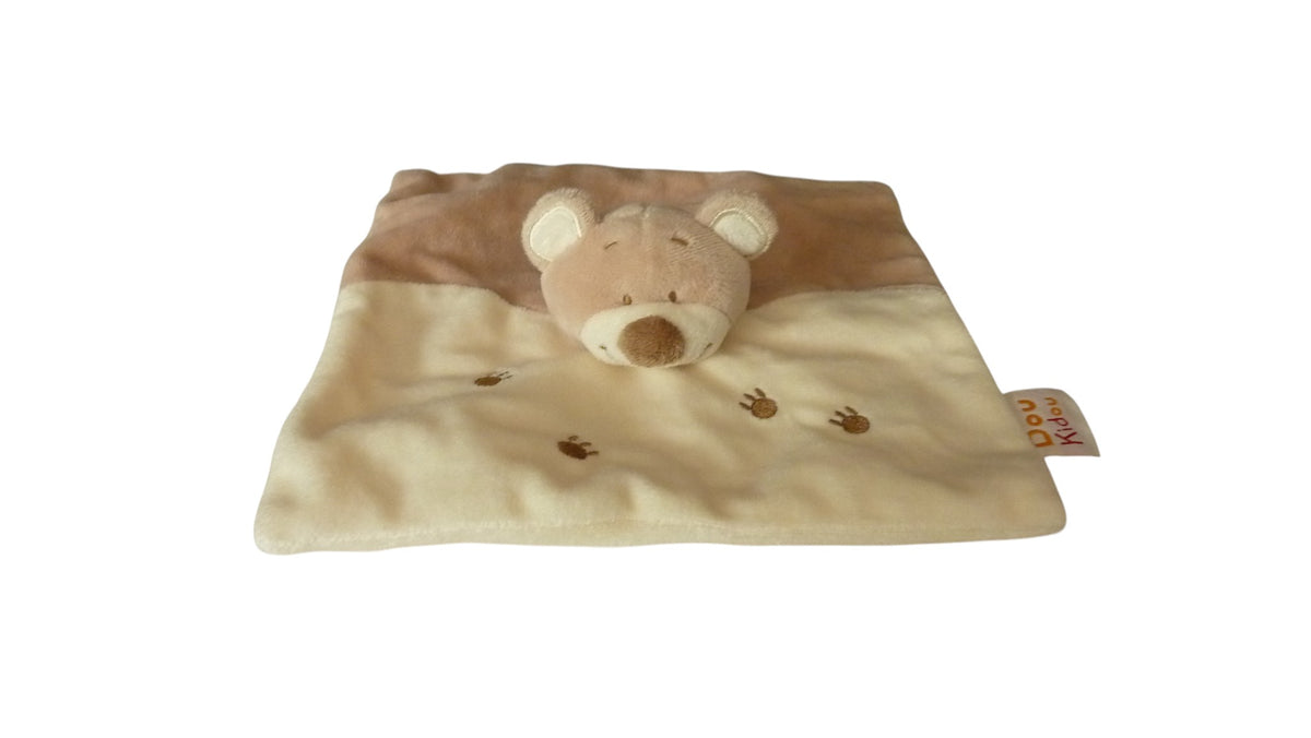 Doudou ours plat marron crème - Doukidou