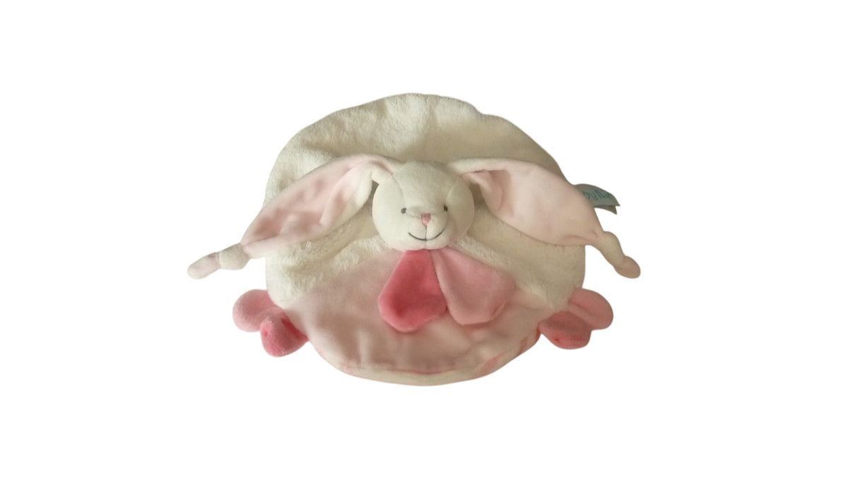 Doudou lapin plat blanc rose - Layette - BN0101 Baby'Nat