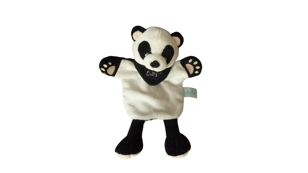 Doudou panda marionnette blanc noir - Nature - BN0283 Baby'Nat