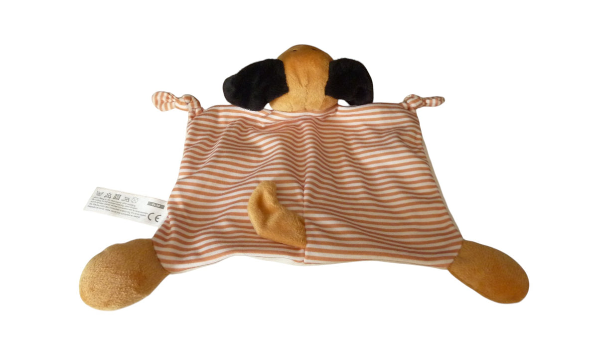 Doudou chien plat blanc rayures - Hema