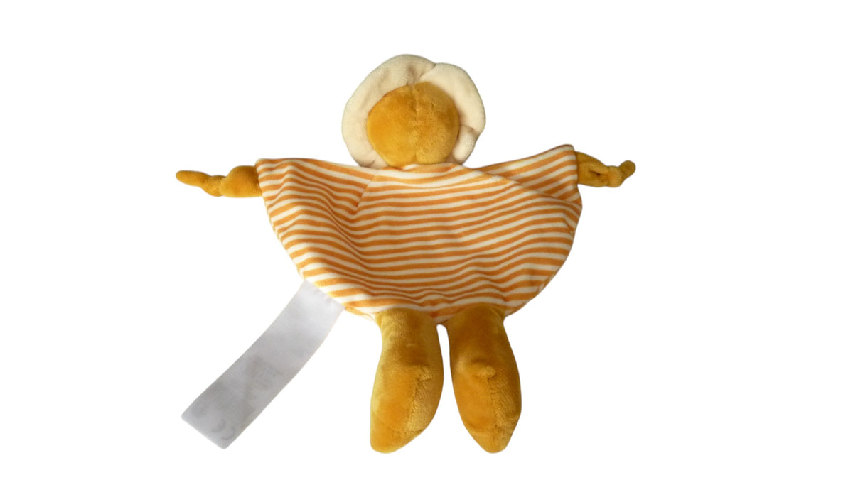 Doudou lion plat jaune moutarde - Tomkids