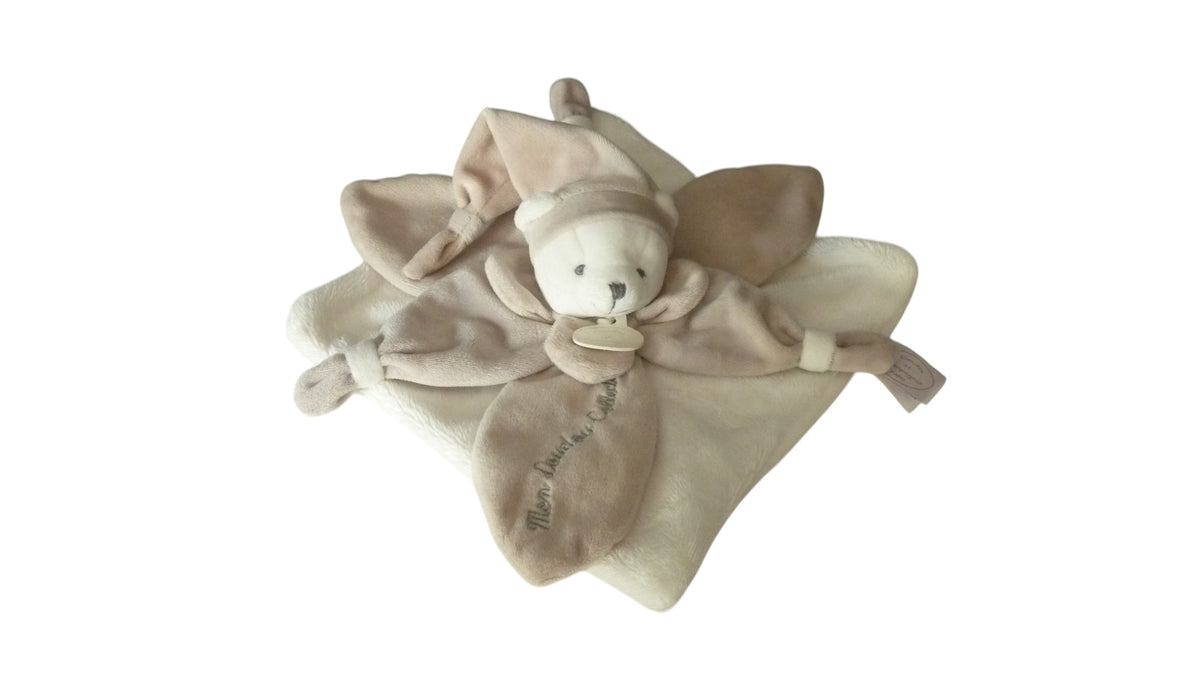 Doudou ours plat gris beige blanc - Collector - DC2922 Doudou et Compagnie