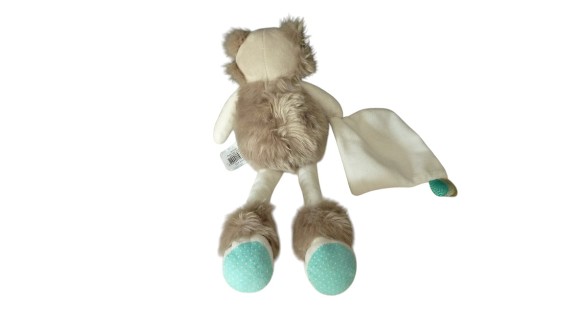 Peluche mouchoir ours blanc gris - Frisounours - BN0383 Baby'Nat 31 cm