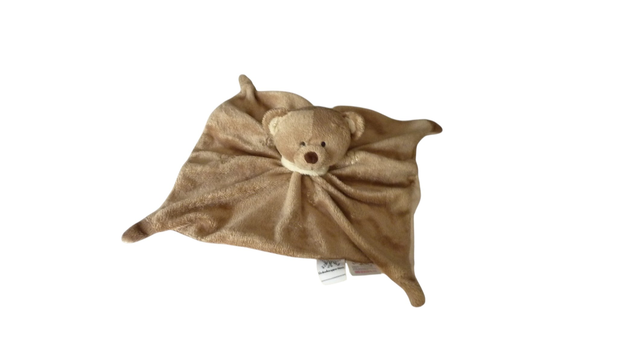 Doudou ours plat marron crème - Les Chatounets