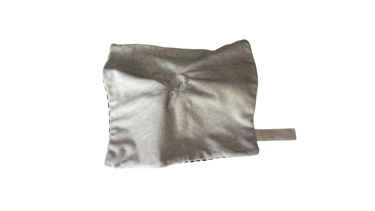 Doudou chien plat bleu rayures gris - Obaibi