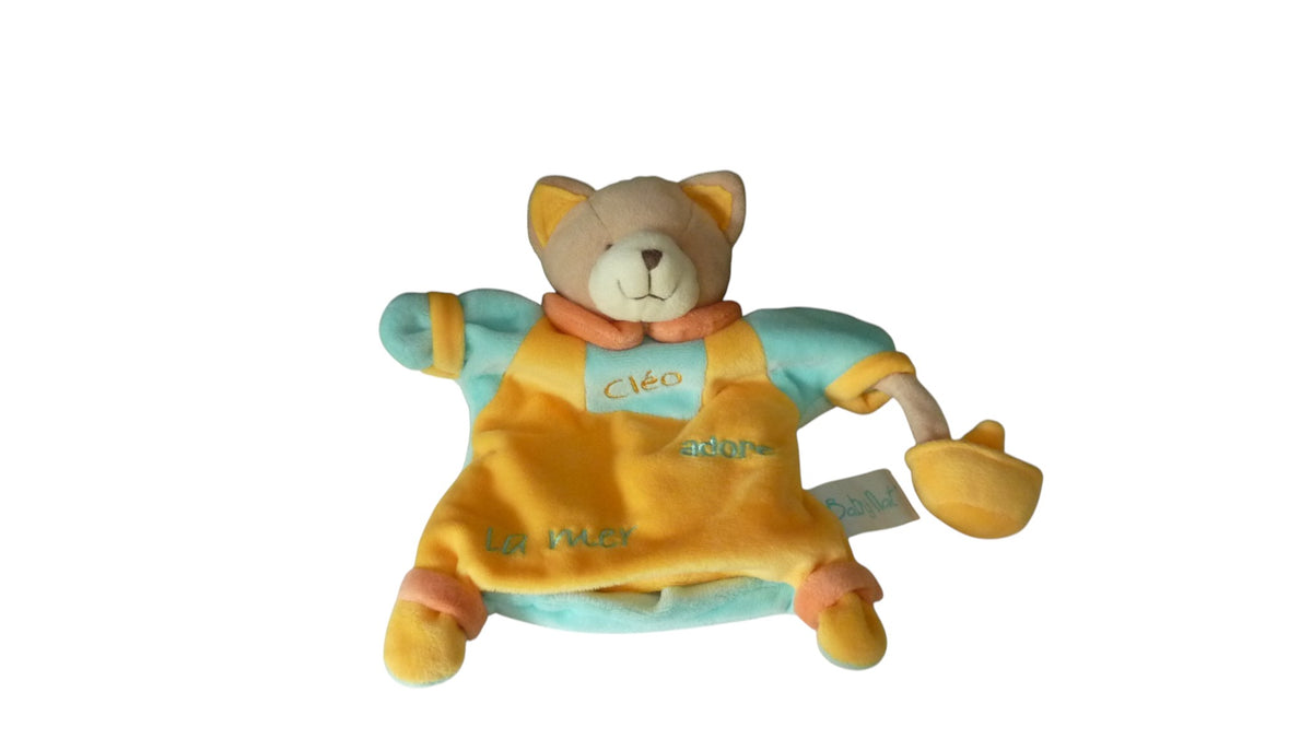 Doudou ours marionnette Cléo adore la mer jaune turquoise - BN698 Baby'Nat