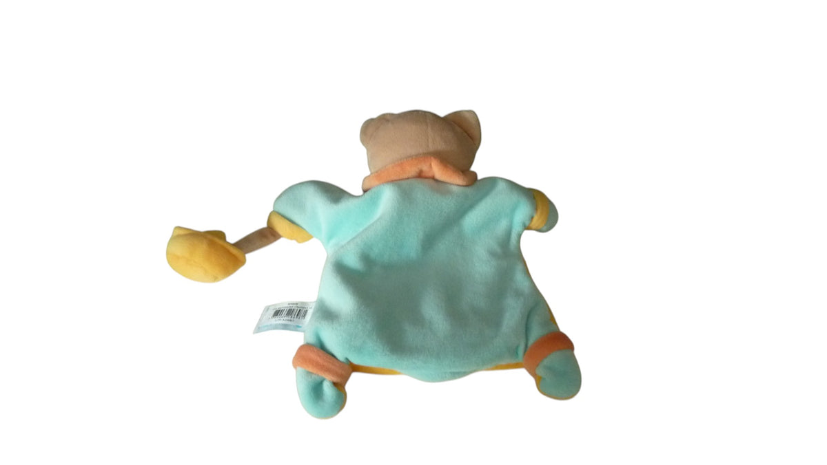 Doudou ours marionnette Cléo adore la mer jaune turquoise - BN698 Baby'Nat