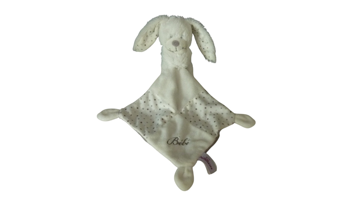 Peluche mouchoir lapin blanc gris - Pommette