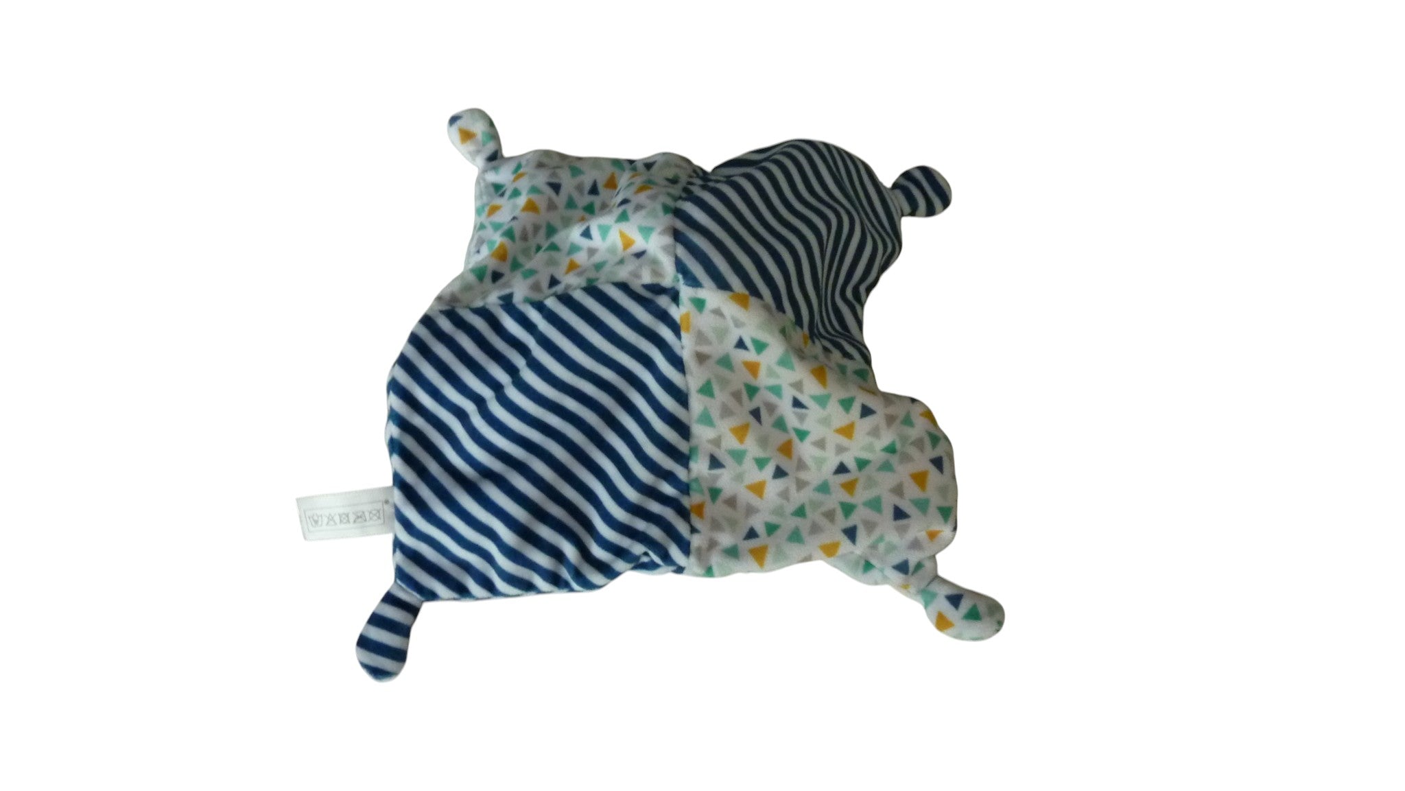 Doudou souris Mickey plat blanc bleu motifs - Disney