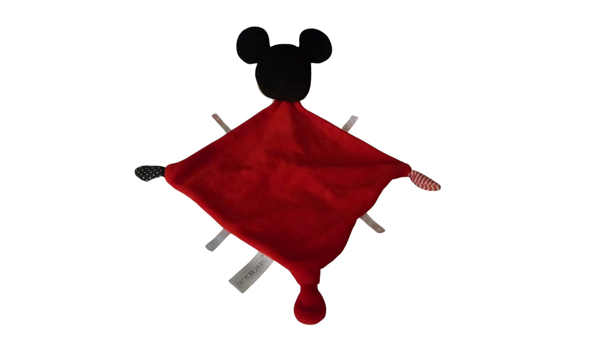 Doudou souris Mickey plat rouge gris motifs - Disney