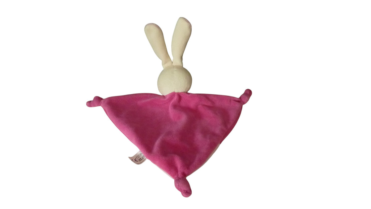 Doudou lapin plat rose fuchsia - Babou