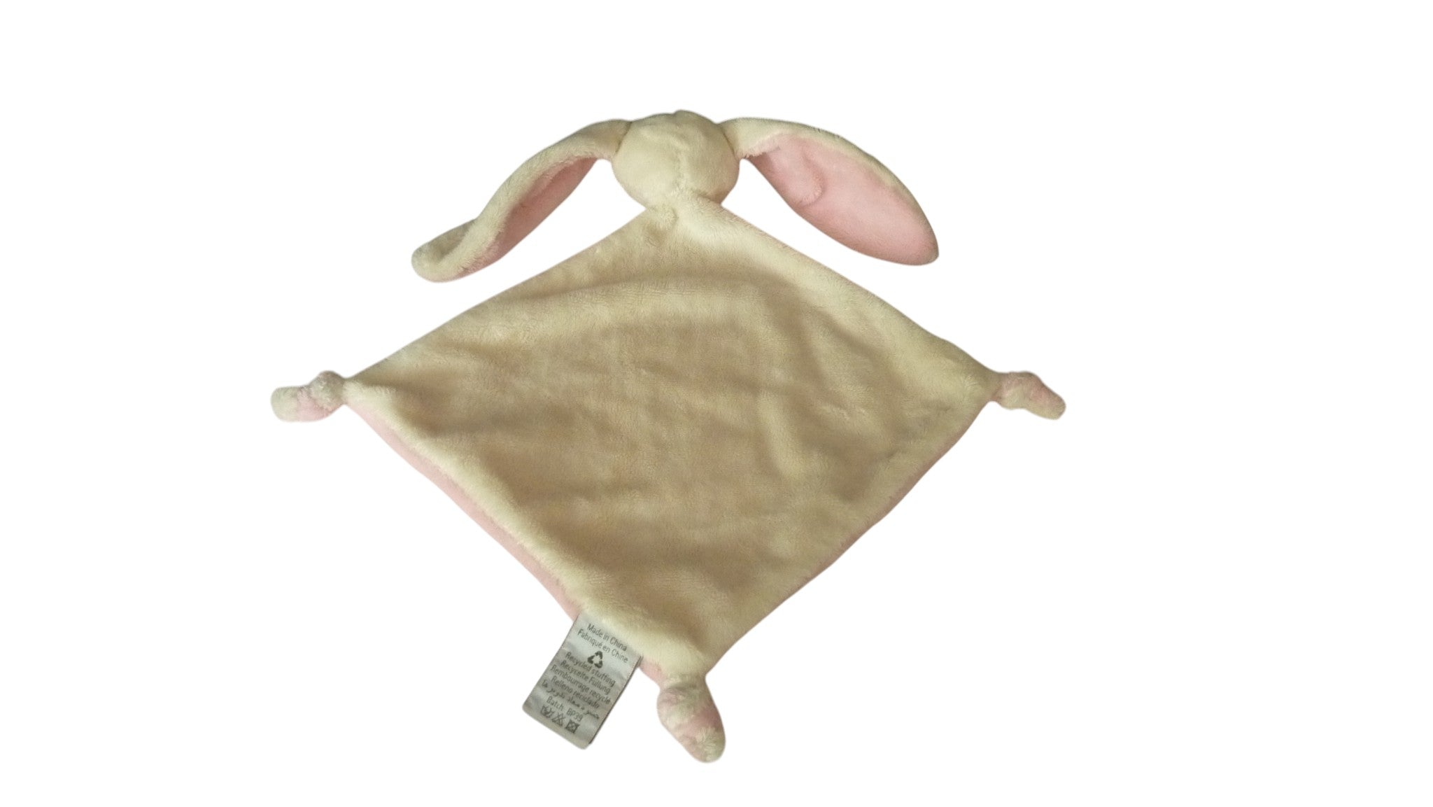 Doudou lapin dormeur plat rose crème - Nature Planet
