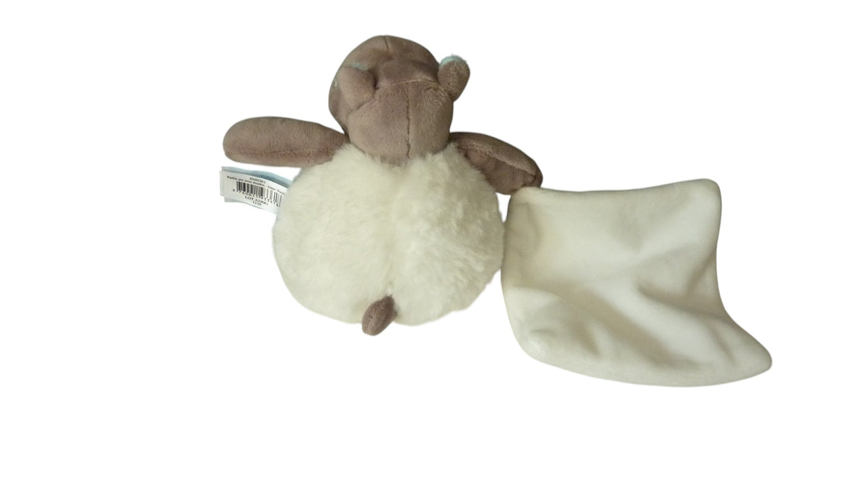 Peluche mouchoir hippopotame - Bazile & Zoé - blanc taupe turquoise - BN0361 Baby'Nat
