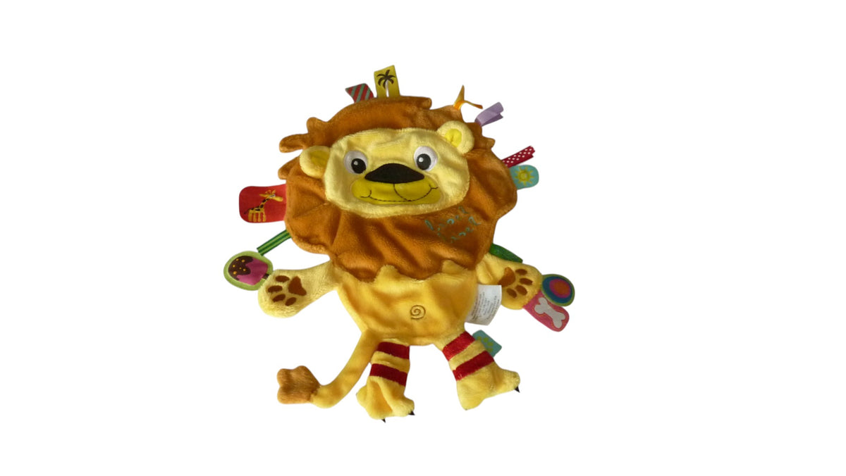 Doudou lion plat marron jaune - Label Label