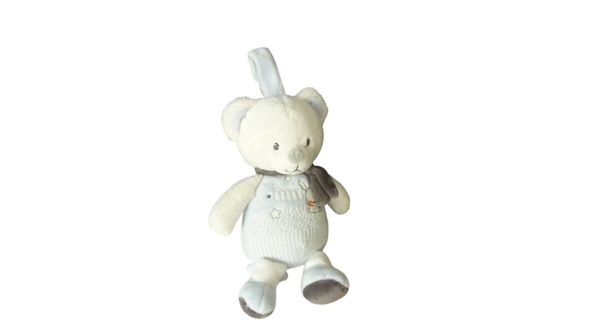 Peluche musicale ours bleu blanc - Mots d'Enfants 26 cm