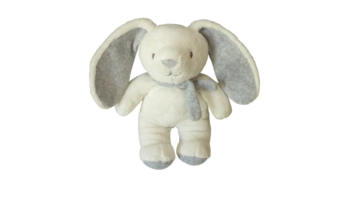 Peluche lapin blanc gris - Pommette 27 cm