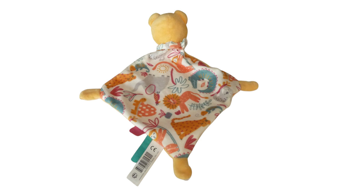 Doudou léopard plat jaune motifs - Tex Baby