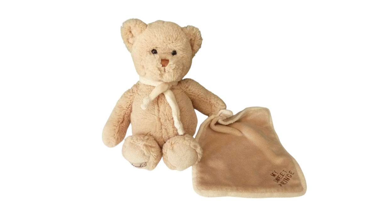 Peluche mouchoir ours marron - Bukowski 30 cm