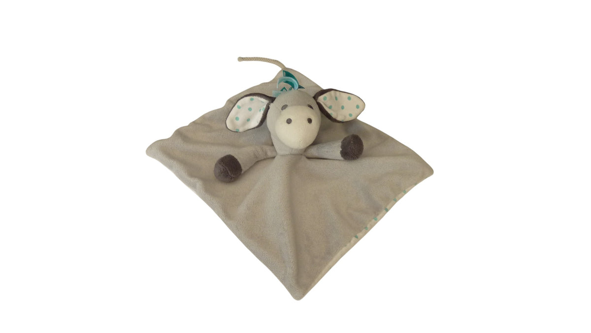 Doudou cheval plat Obaibi 24x24 cm gris et blanc