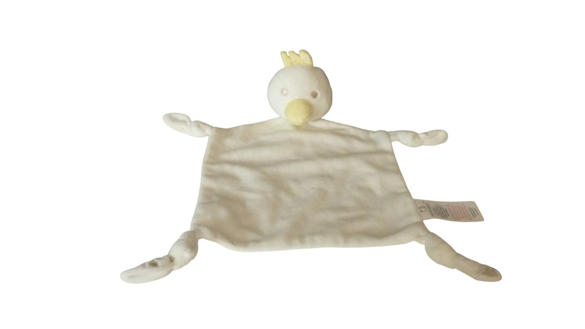Doudou poussin plat blanc à étoiles avec quatre nouages – Primark 25 cm